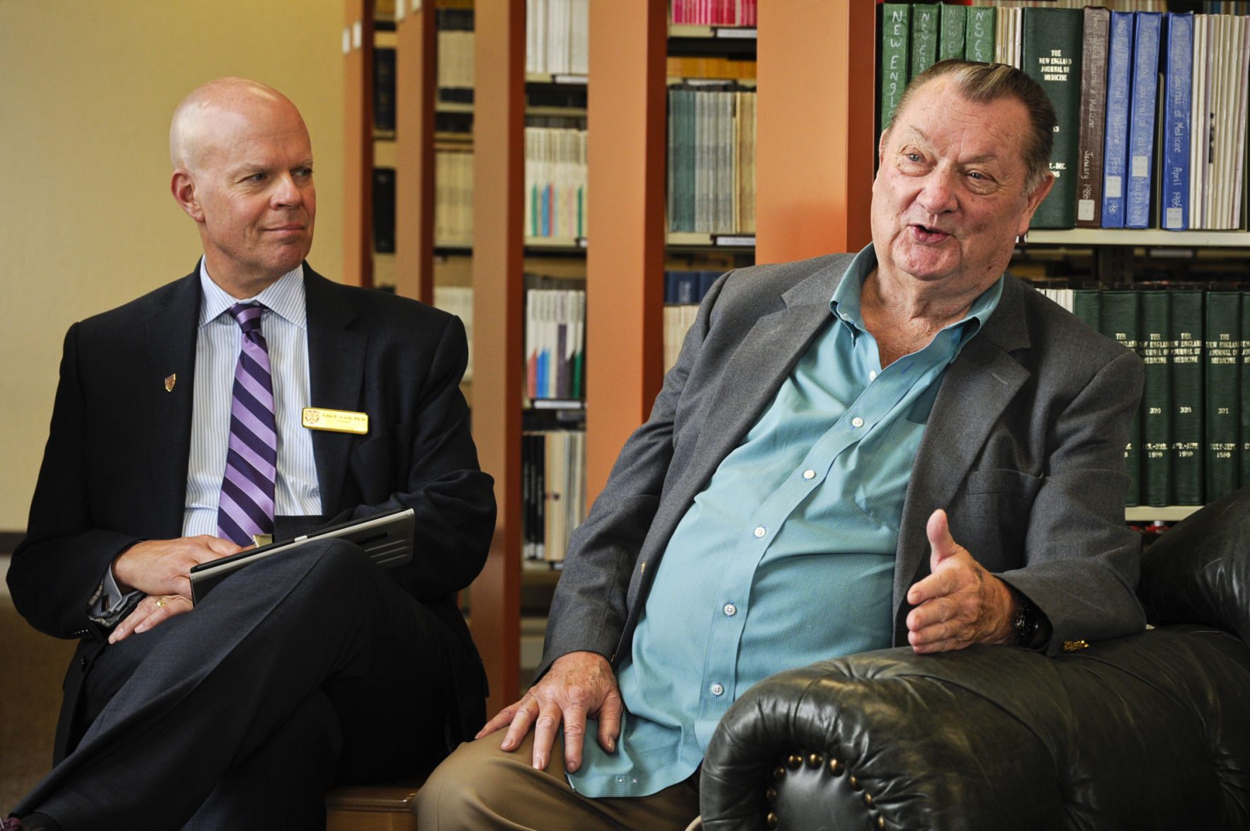 Roy Simperman, a 1962 Carroll graduate, right,